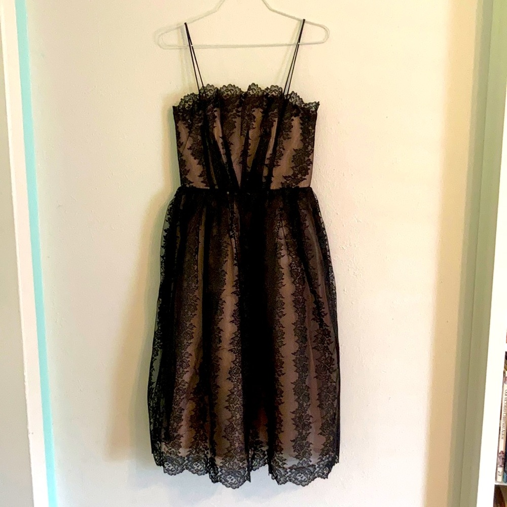 Retro black lace evening gown